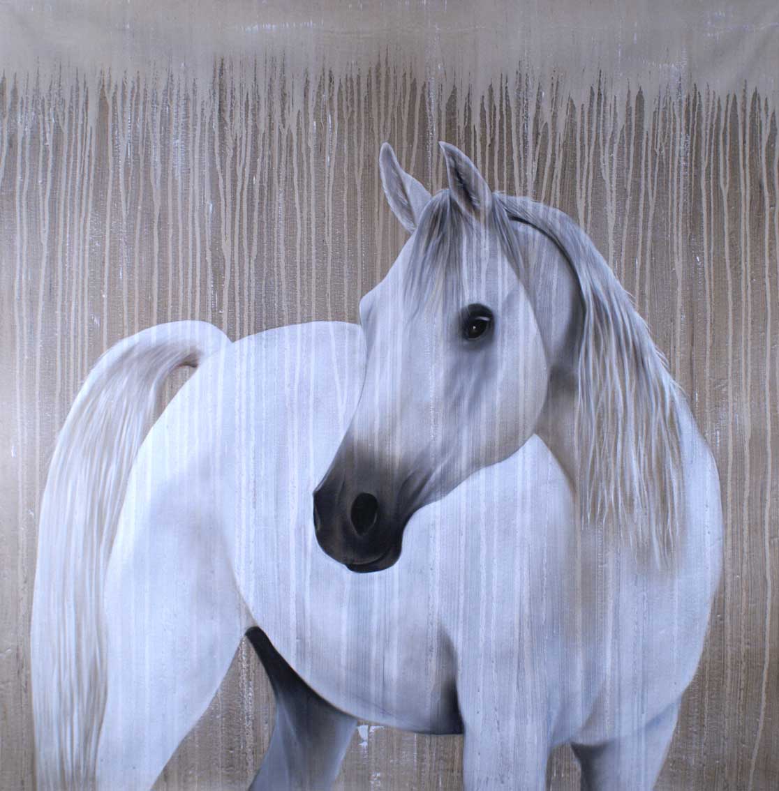 Pur-Sang-Arabe-04 arabian-thoroughbred-horse Thierry Bisch Contemporary painter animals painting art  nature biodiversity conservation Monaco Prince-Albert Prince-Albert-of-Monaco 