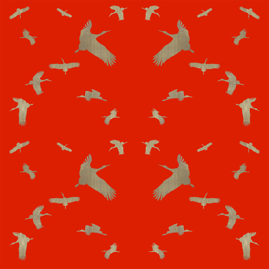 Golden Storks on Red stork-black-white Thierry Bisch Contemporary painter animals painting art decoration nature biodiversity conservation