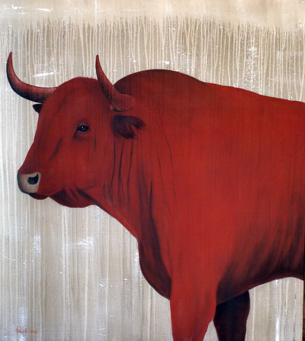 Red-bull-07 Red-bull Thierry Bisch Contemporary painter animals painting art  nature biodiversity conservation Monaco Prince-Albert Prince-Albert-of-Monaco 