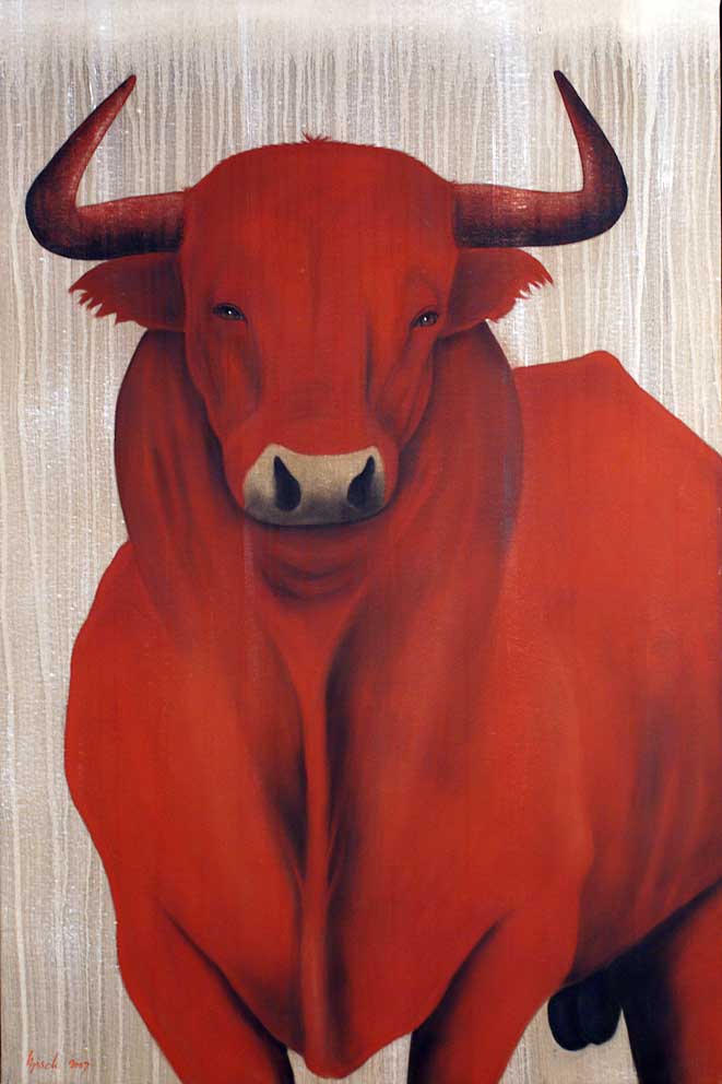 Red-bull-09 Red-bull Thierry Bisch Contemporary painter animals painting art  nature biodiversity conservation Monaco Prince-Albert Prince-Albert-of-Monaco 