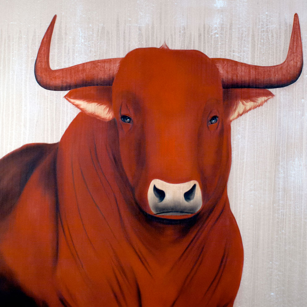RED BULL 20 bull-fighting-red Thierry Bisch Contemporary painter animals painting art  nature biodiversity conservation Monaco Prince-Albert Prince-Albert-of-Monaco 