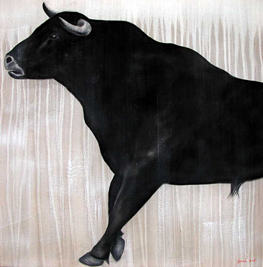 Victorino bull Thierry Bisch Contemporary painter animals painting art  nature biodiversity conservation Monaco Prince-Albert Prince-Albert-of-Monaco 