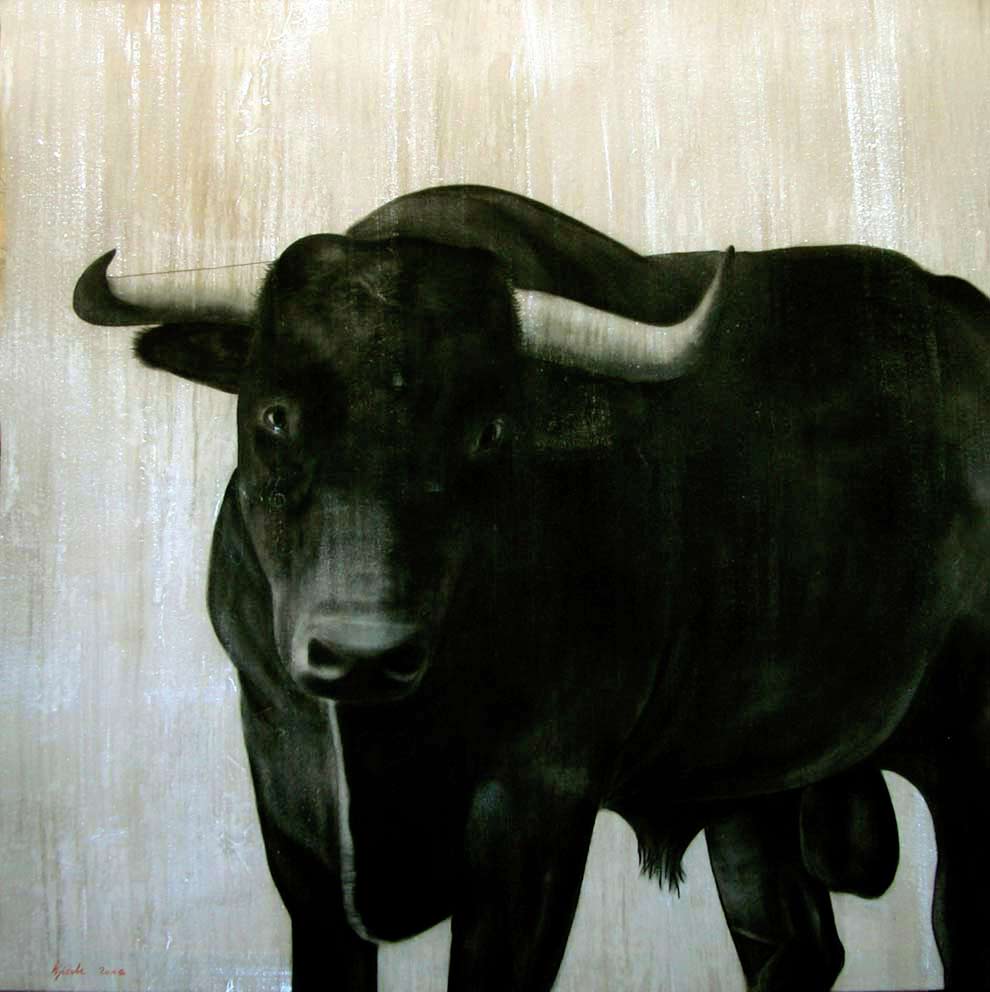 Emilio-II bull Thierry Bisch Contemporary painter animals painting art  nature biodiversity conservation Monaco Prince-Albert Prince-Albert-of-Monaco 