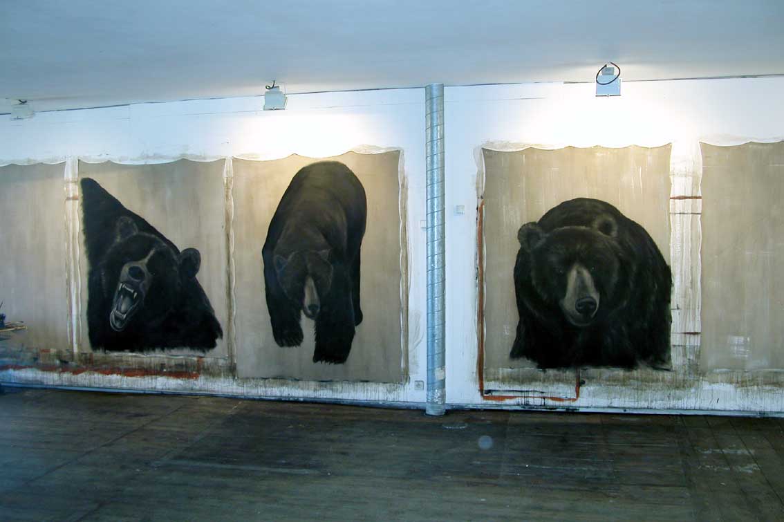 Ours Bear-bear Thierry Bisch Contemporary painter animals painting art  nature biodiversity conservation 