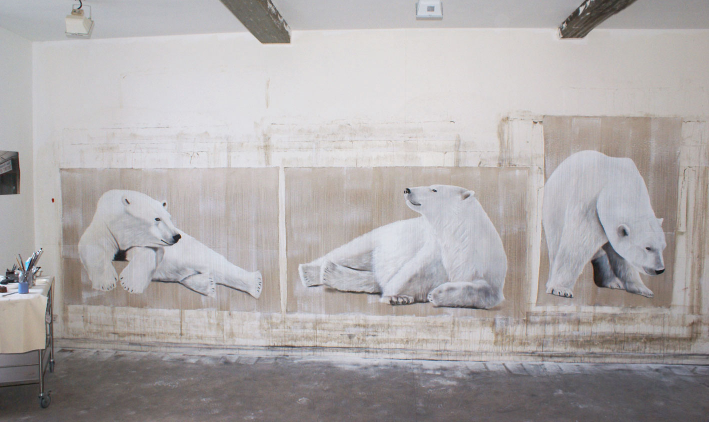 Polar Bears Polar-bear Thierry Bisch Contemporary painter animals painting art  nature biodiversity conservation Monaco Prince-Albert Prince-Albert-of-Monaco 