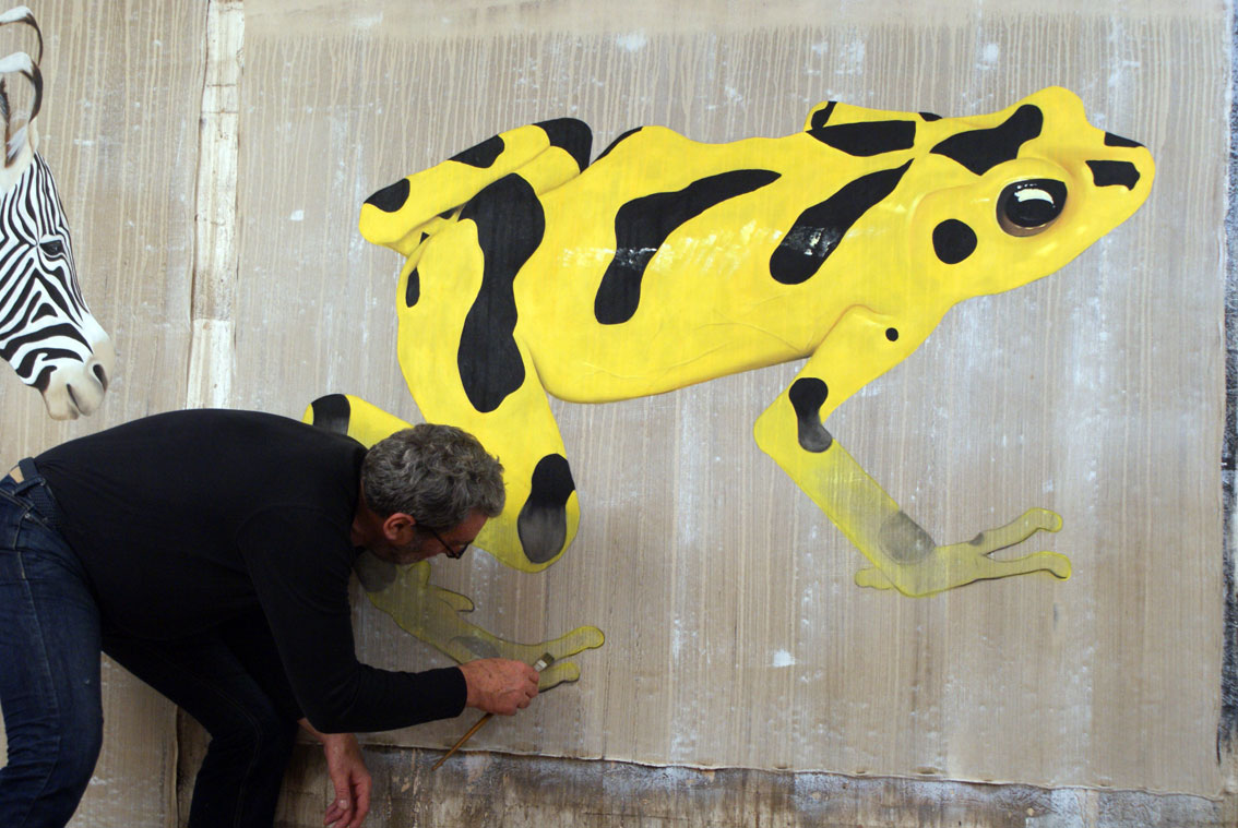 Atelopus 2 aletopus-frog Thierry Bisch Contemporary painter animals painting art  nature biodiversity conservation Monaco Prince-Albert Prince-Albert-of-Monaco 