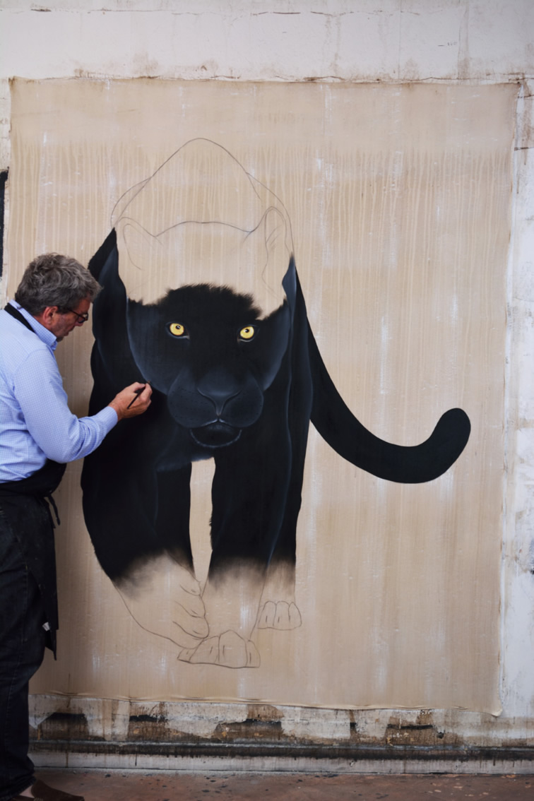 PANTHERA PARDUS MELAS black-panther-java-leopard-threatened-endangered-extinction Thierry Bisch Contemporary painter animals painting art  nature biodiversity conservation Monaco Prince-Albert Prince-Albert-of-Monaco 