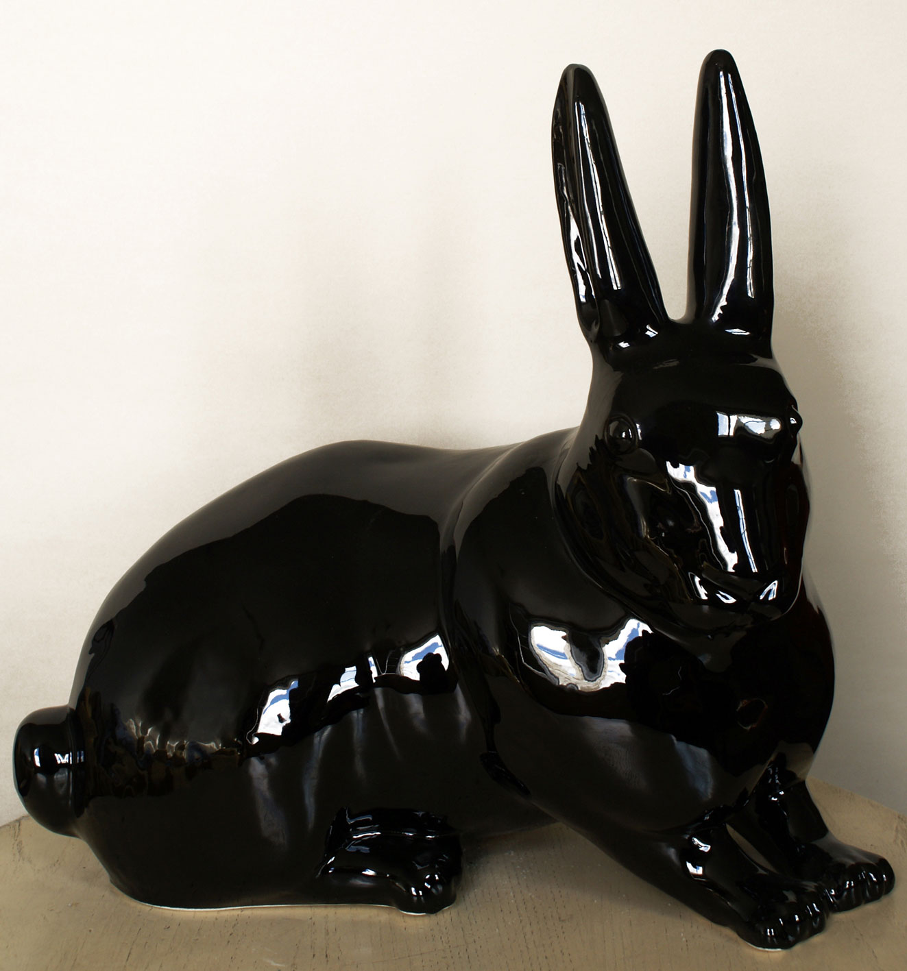 BLAQUE ceramic-enameled-biscuit-rabbit Thierry Bisch Contemporary painter animals painting art  nature biodiversity conservation 