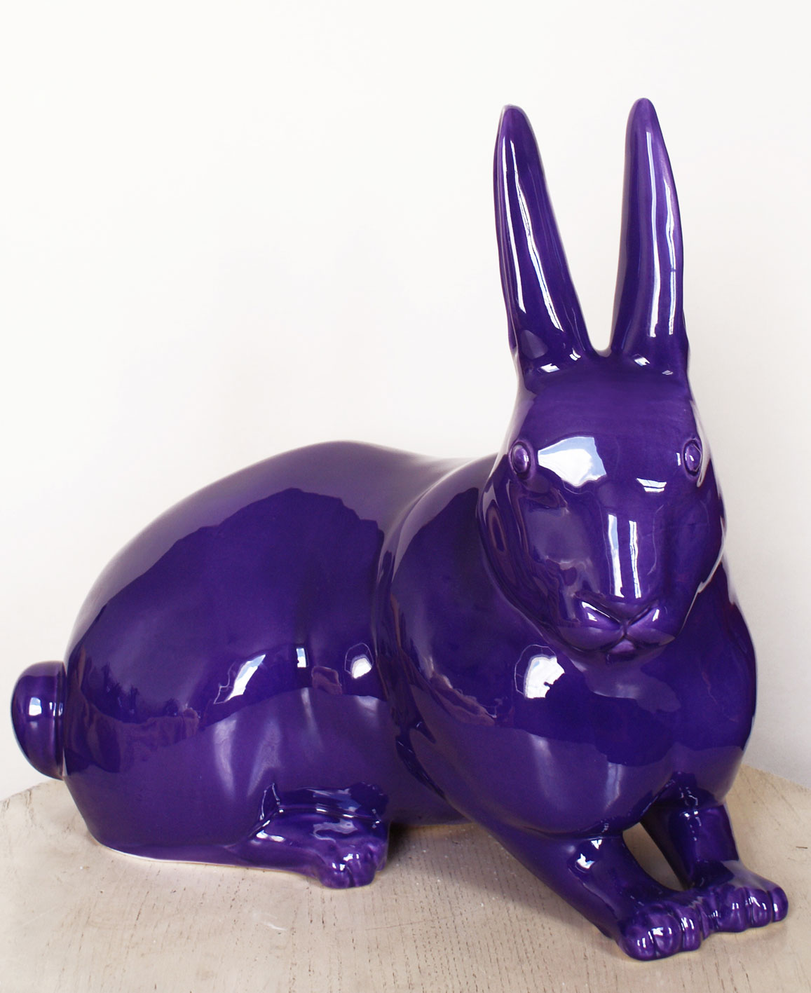 PURPLE ceramic-enameled-biscuit-rabbit Thierry Bisch Contemporary painter animals painting art  nature biodiversity conservation Monaco Prince-Albert Prince-Albert-of-Monaco 