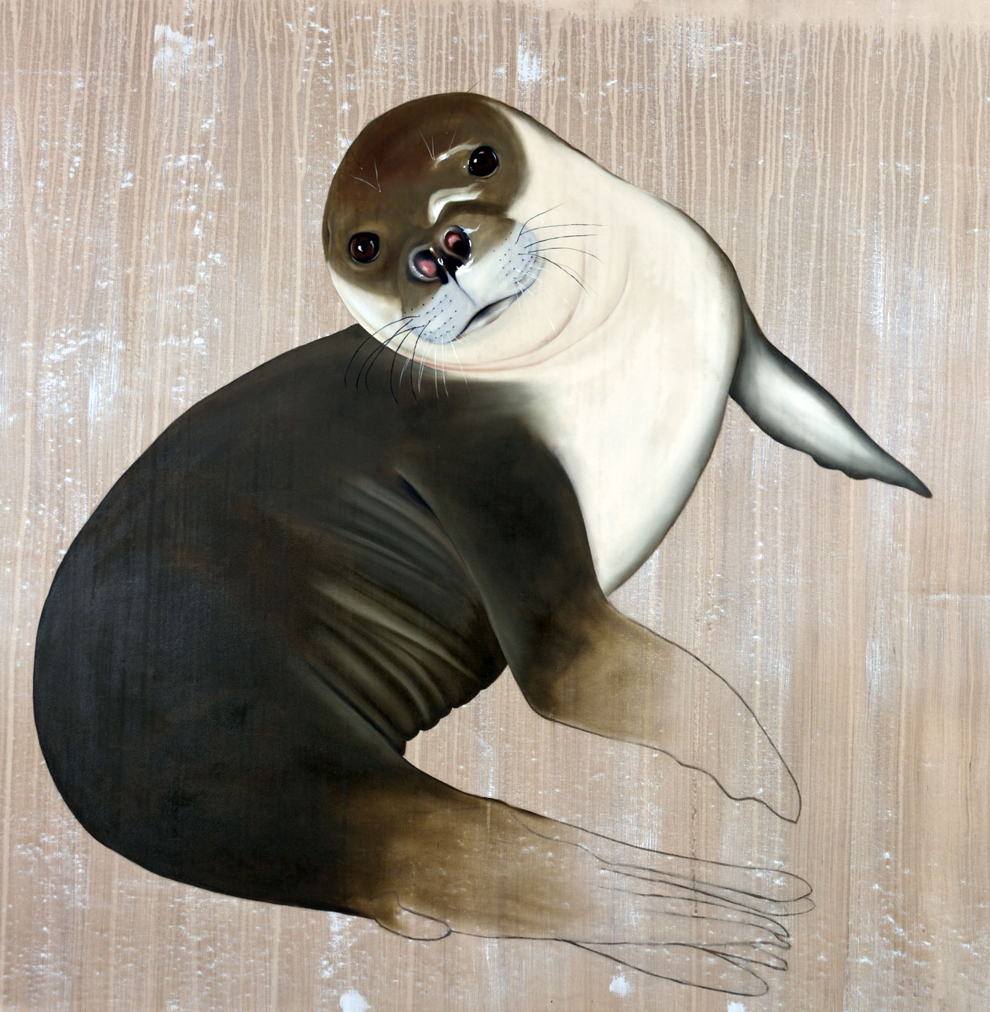 MONACHUS MONACHUS seal-monk-mediterranean-threatened-endangered-extinction-monachus Thierry Bisch Contemporary painter animals painting art  nature biodiversity conservation 