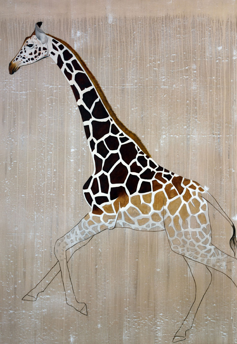 NUBIAN GIRAFFE animal-painting Thierry Bisch Contemporary painter animals painting art  nature biodiversity conservation Monaco Prince-Albert Prince-Albert-of-Monaco 