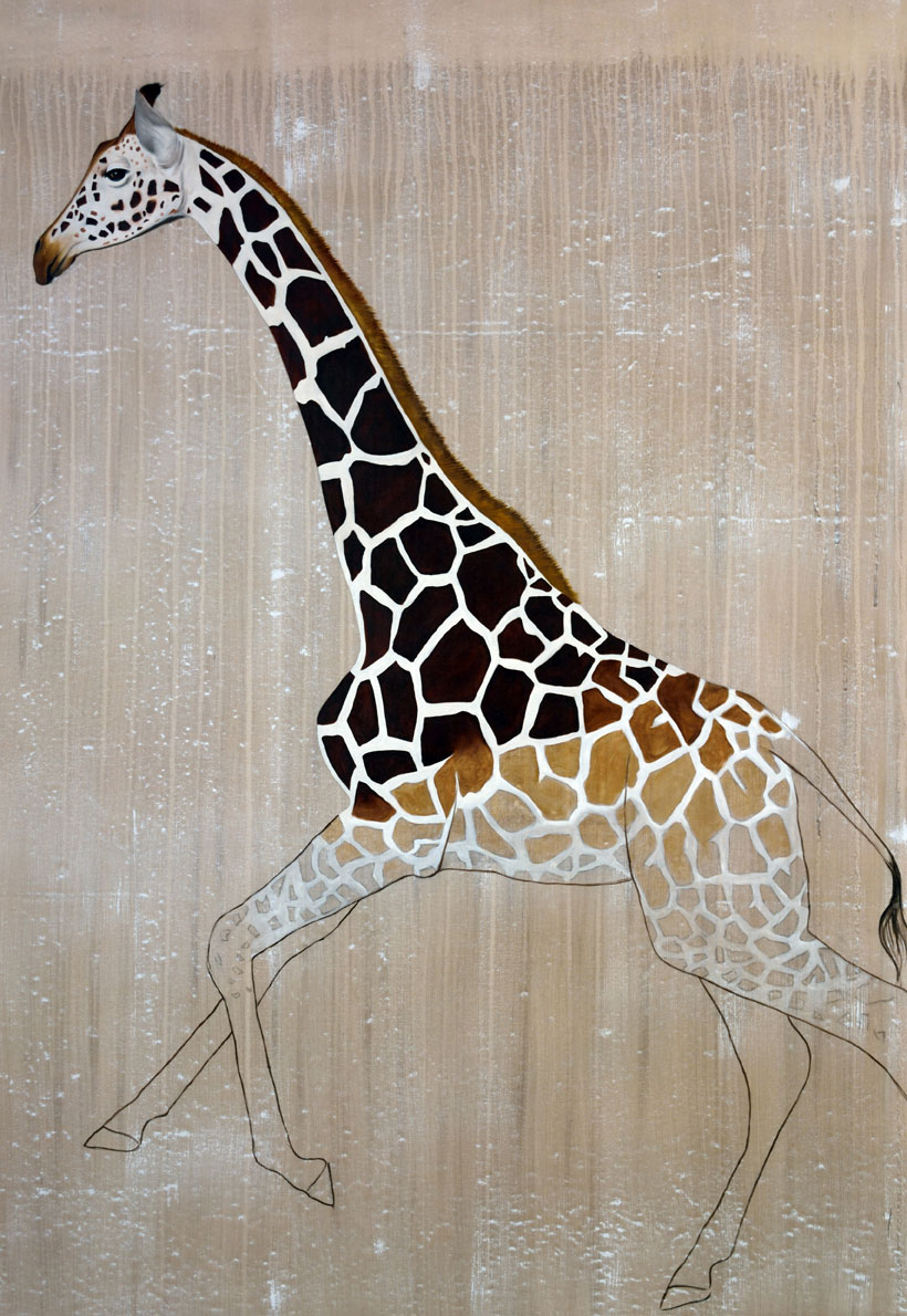 NUBIAN GIRAFFE animal-painting Thierry Bisch Contemporary painter animals painting art  nature biodiversity conservation 