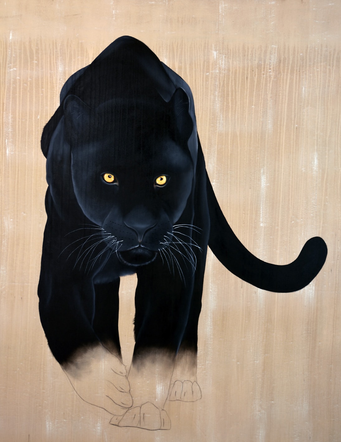 PANTHERA PARDUS MELAS black-panther-java-leopard-threatened-endangered-extinction Thierry Bisch Contemporary painter animals painting art decoration nature biodiversity conservation