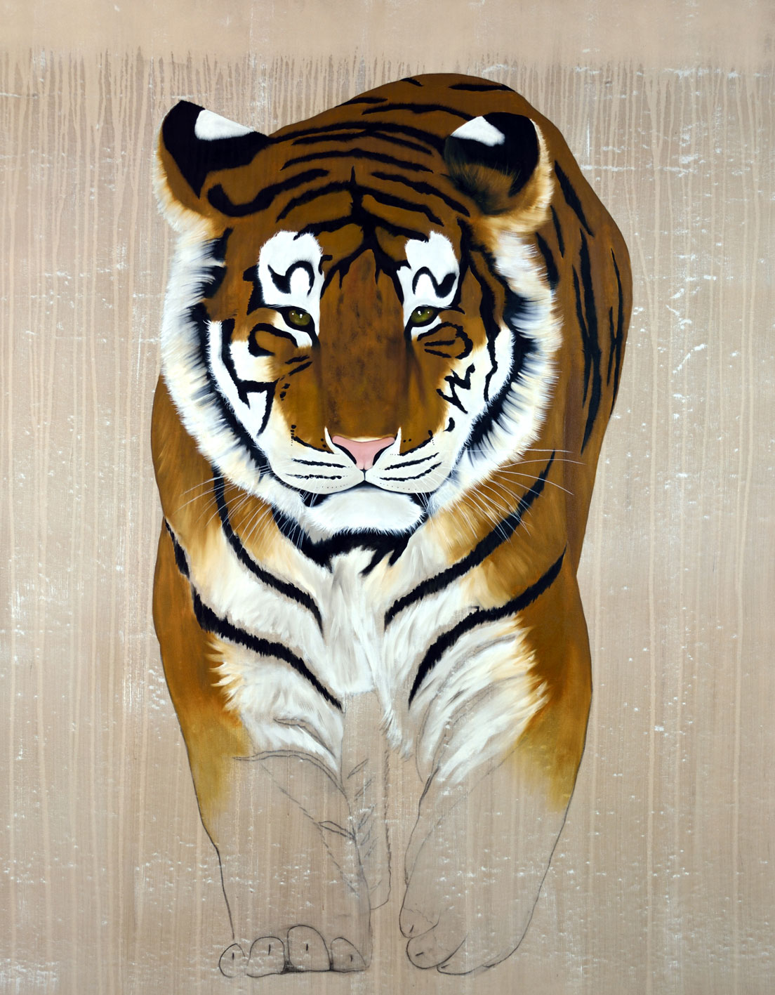 PANTHERA TIGRIS ALTAICA tiger-siberian-amur-threatened-endangered-extinction- Thierry Bisch Contemporary painter animals painting art  nature biodiversity conservation Monaco Prince-Albert Prince-Albert-of-Monaco 