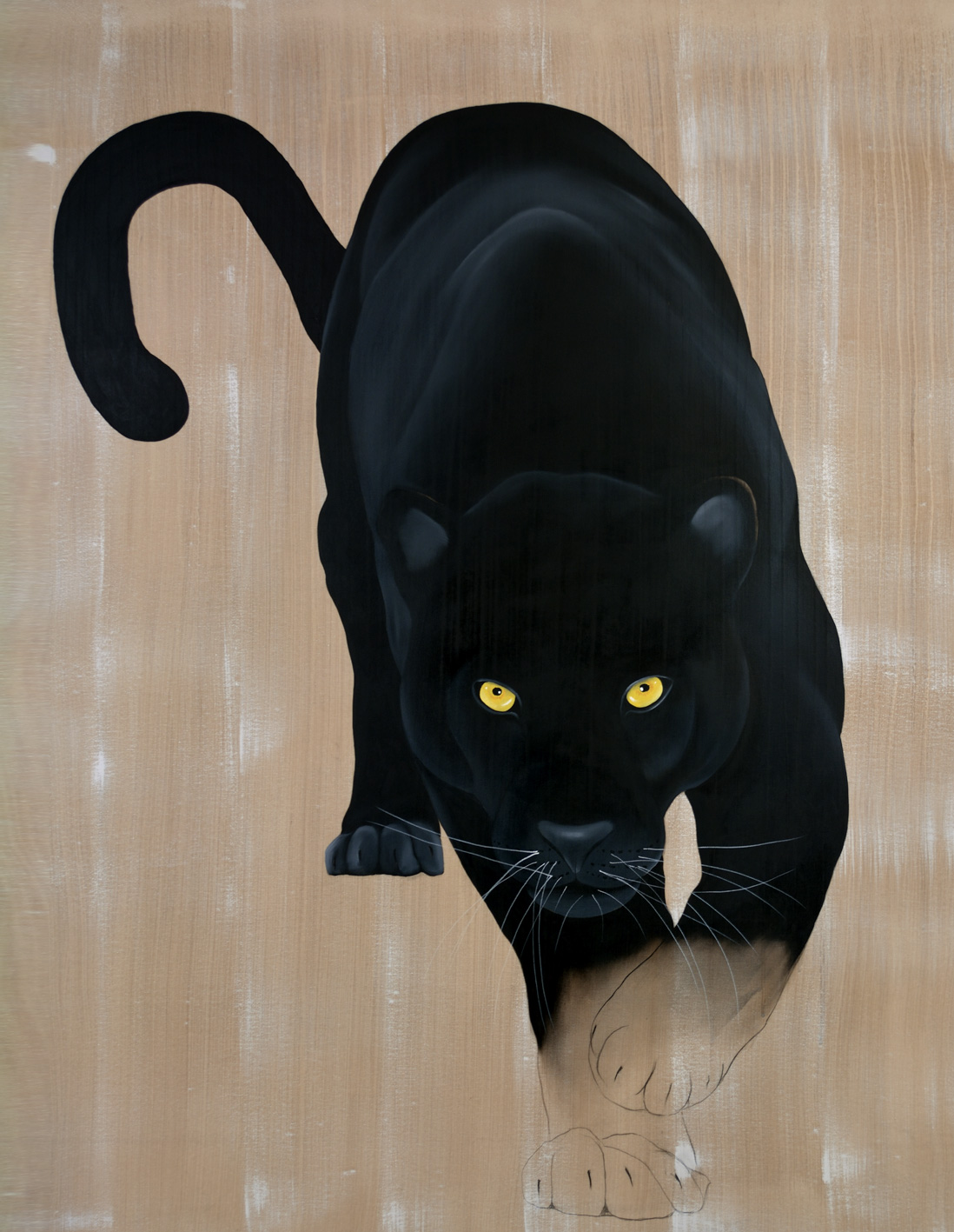 PANTHERA PARDUS MELAS-2 panther-panthera-pardus-melas Thierry Bisch Contemporary painter animals painting art  nature biodiversity conservation Monaco Prince-Albert Prince-Albert-of-Monaco 