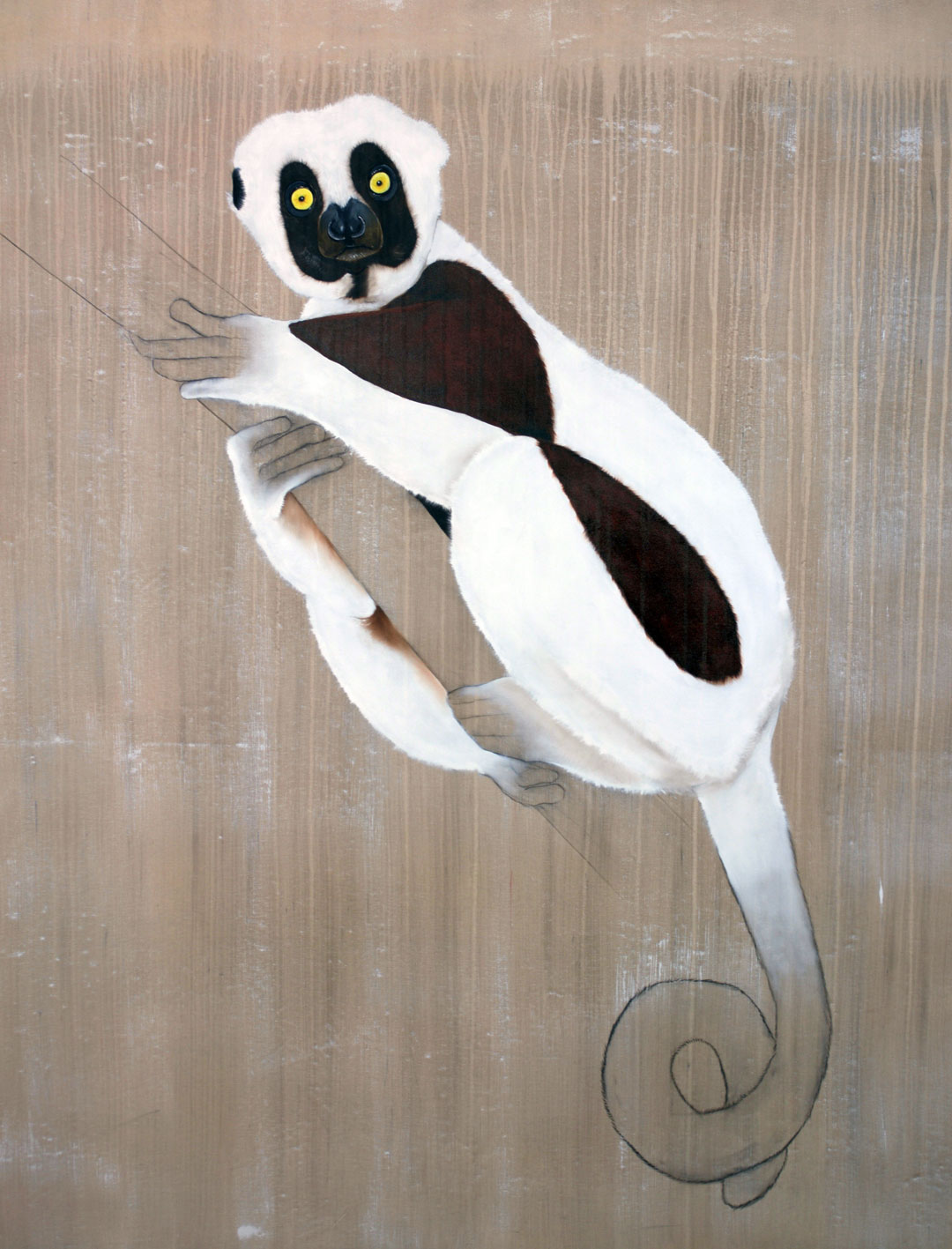 Propithecus coquereli sifaka-coquereli-lemur-threatened-endangered-extinction Thierry Bisch Contemporary painter animals painting art  nature biodiversity conservation 