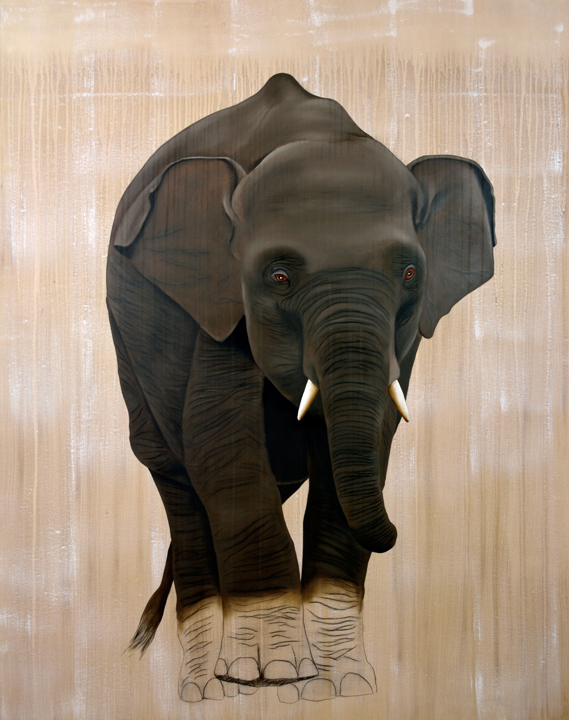 ELEPHAS MAXIMUS elephas-maximus-baby-elephant-asian-delete-threatened-endangered-extinction Thierry Bisch Contemporary painter animals painting art  nature biodiversity conservation Monaco Prince-Albert Prince-Albert-of-Monaco 