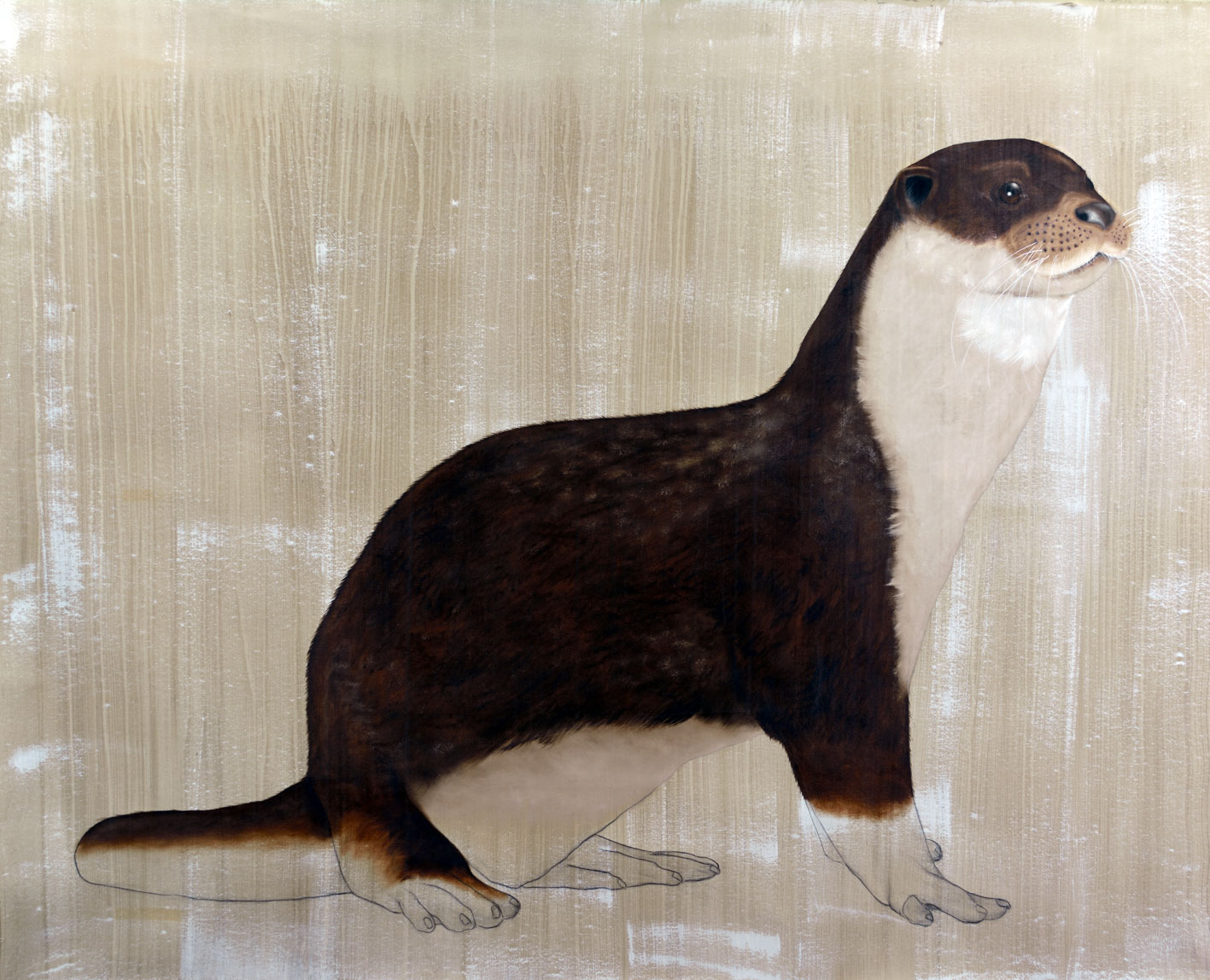 Lutra Lutra otter-lutra Thierry Bisch Contemporary painter animals painting art  nature biodiversity conservation Monaco Prince-Albert Prince-Albert-of-Monaco 