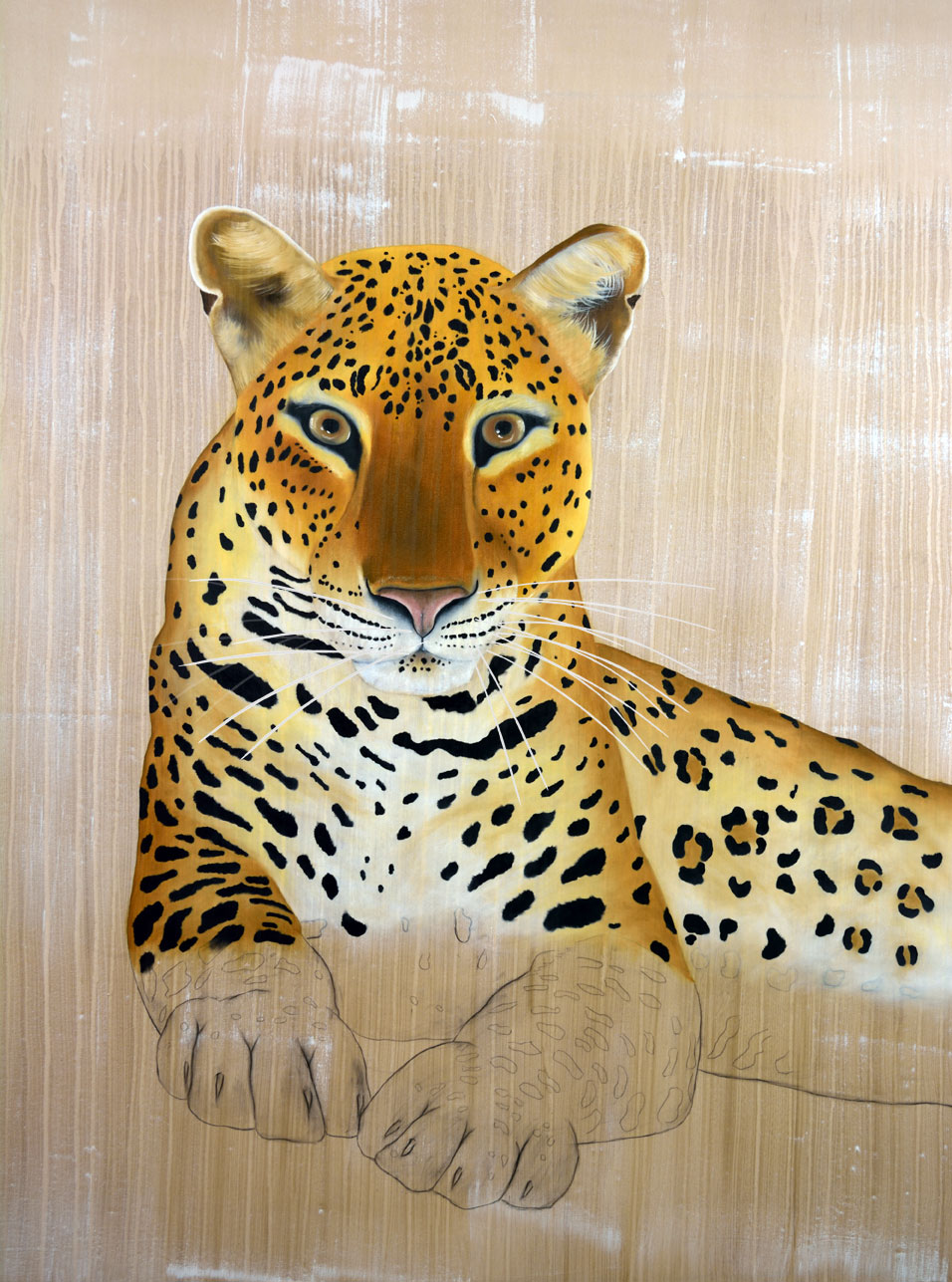 PANTHERA-PARDUS-PANTHERA african-leopard-atlas-delete-extinction-protégé-disparition Thierry Bisch Contemporary painter animals painting art  nature biodiversity conservation 