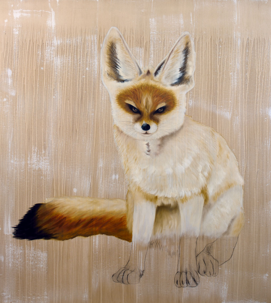 VULPES-ZERDA fennec-fox-delete-threatened-endangered-extinction Thierry Bisch Contemporary painter animals painting art  nature biodiversity conservation Monaco Prince-Albert Prince-Albert-of-Monaco 