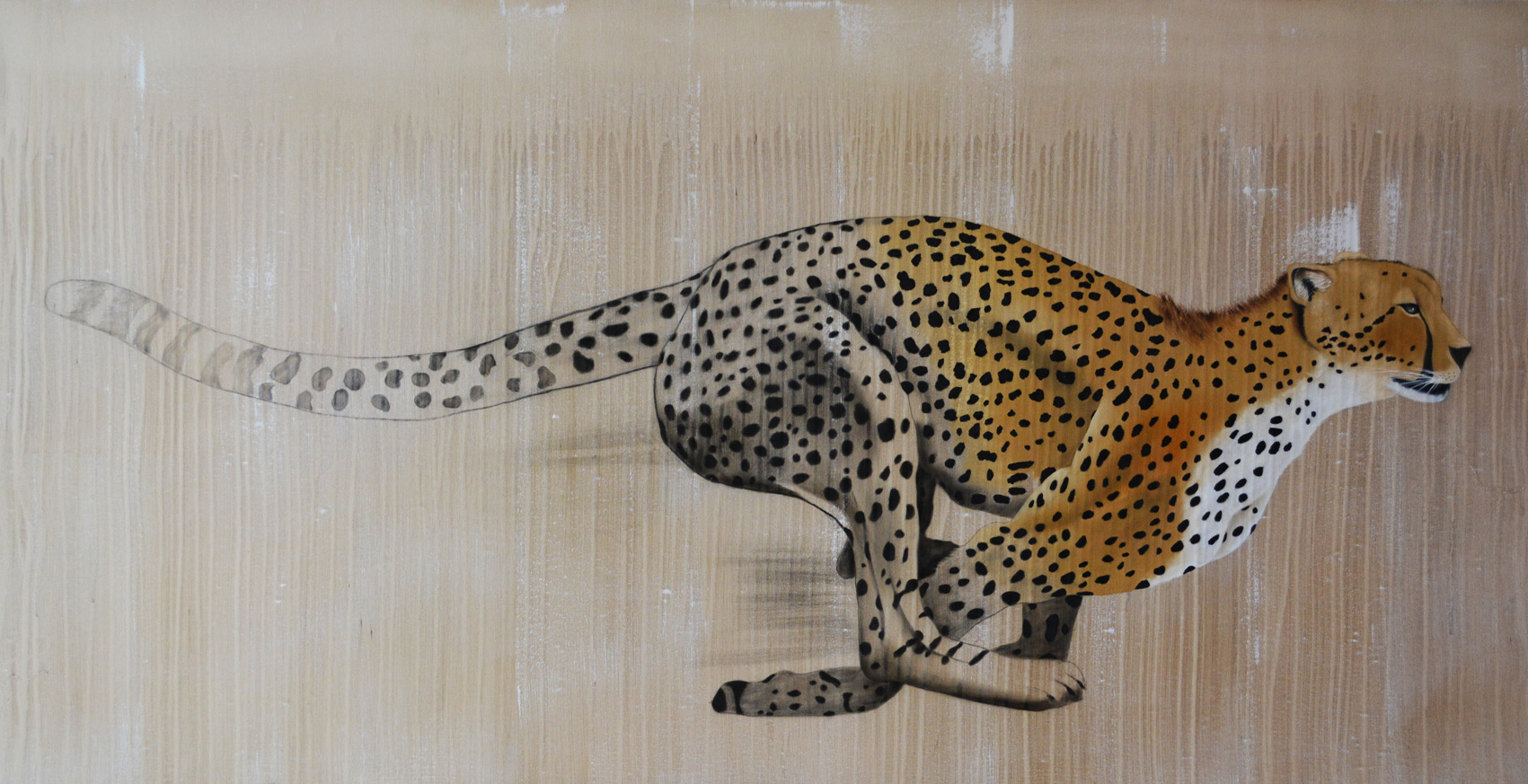 ACYNONYX-JUBATUS cheetah-acynonyx-jubatus-delete-threatened-endangered-extinction Thierry Bisch Contemporary painter animals painting art  nature biodiversity conservation 