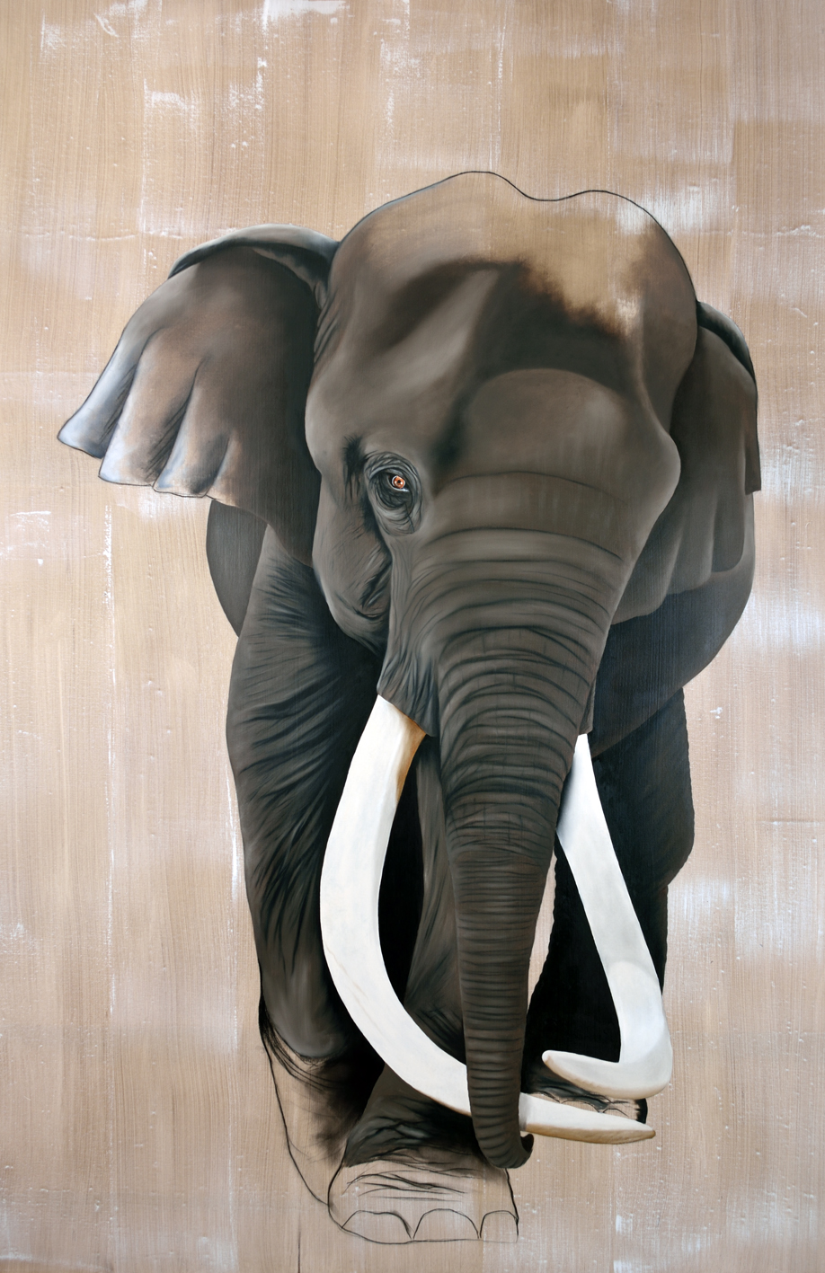 ELEPHAS-MAXIMUS elephant-elephas-maximus Thierry Bisch Contemporary painter animals painting art  nature biodiversity conservation 