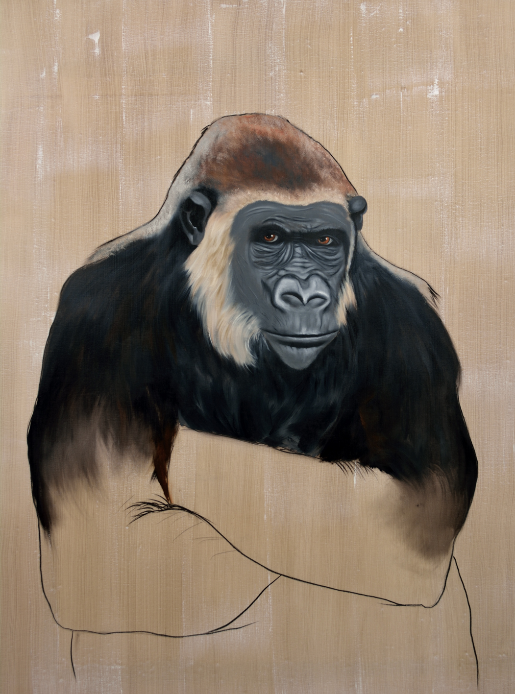 GORILLA-Gorilla gorilla- Thierry Bisch Contemporary painter animals painting art  nature biodiversity conservation Monaco Prince-Albert Prince-Albert-of-Monaco 
