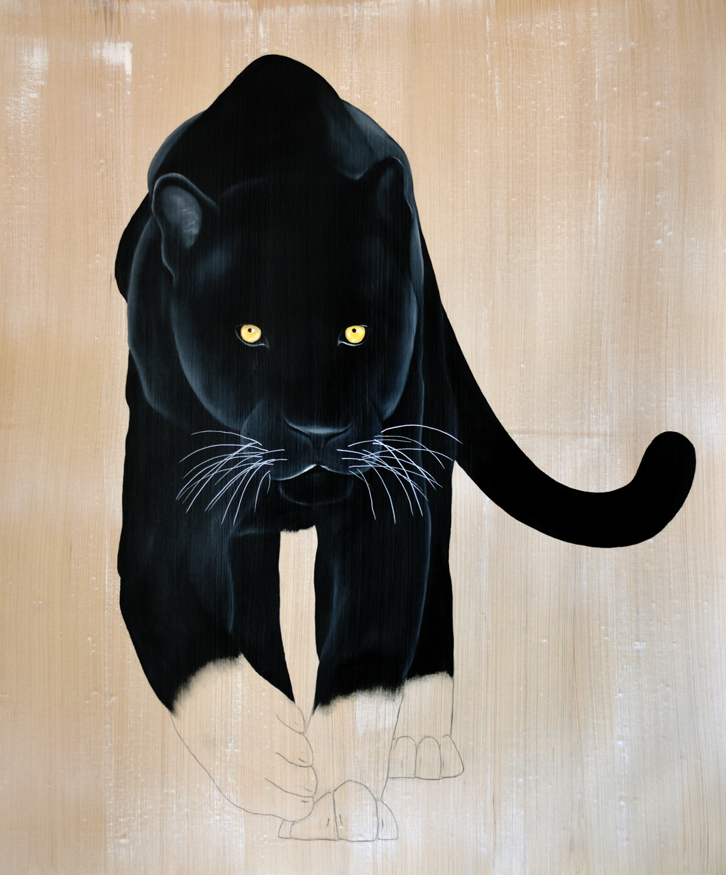 PANTHERA-PARDUS-MELAS panther-panthera-pardus-melas Thierry Bisch Contemporary painter animals painting art  nature biodiversity conservation Monaco Prince-Albert Prince-Albert-of-Monaco 
