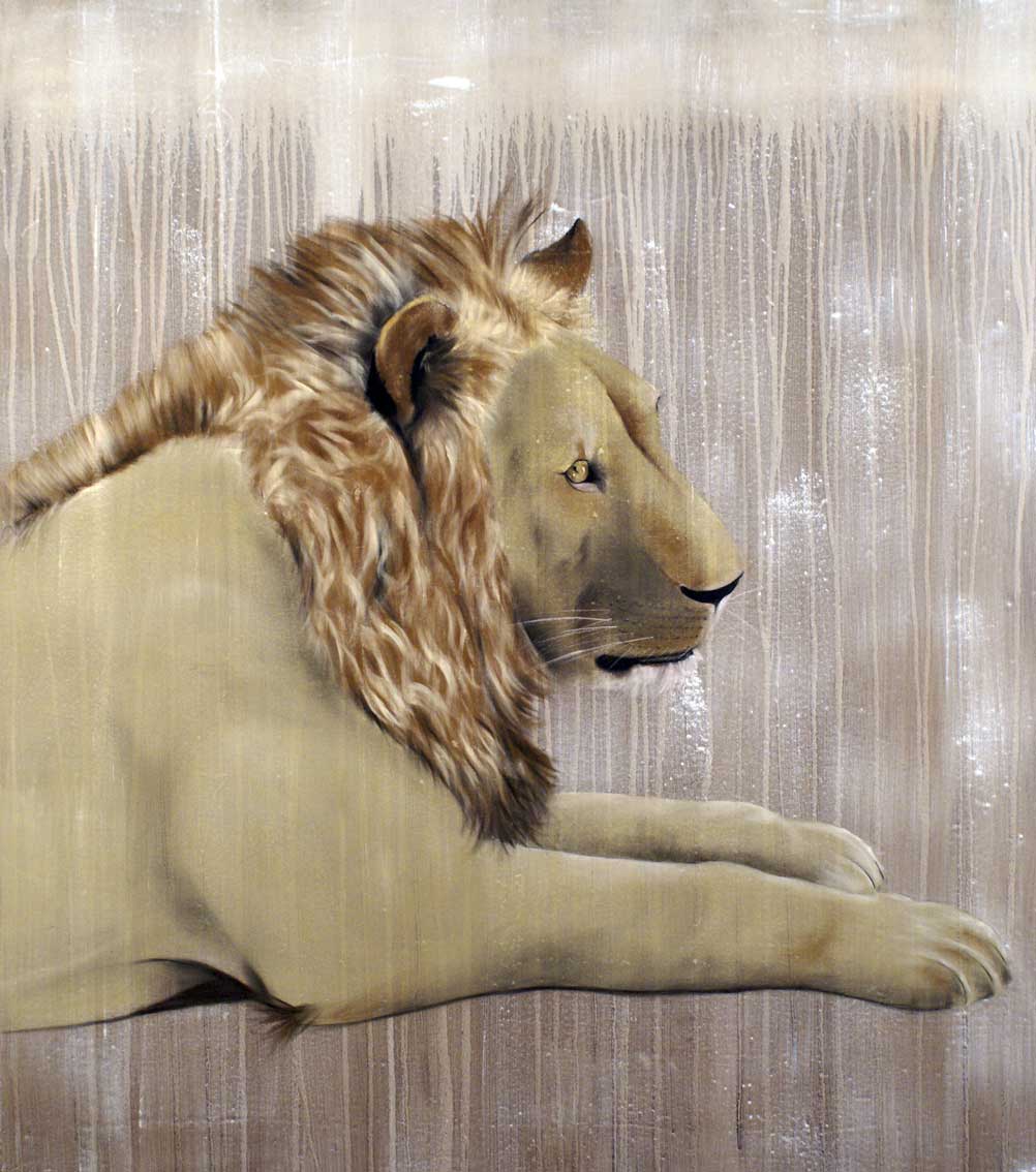 Lion-2 lion Thierry Bisch Contemporary painter animals painting art  nature biodiversity conservation Monaco Prince-Albert Prince-Albert-of-Monaco 