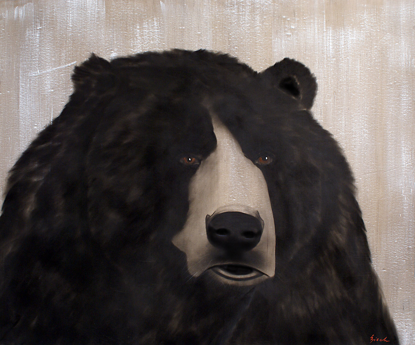 GRIZZLY-BEAR- grizzly-brown-bear- Thierry Bisch Contemporary painter animals painting art  nature biodiversity conservation Monaco Prince-Albert Prince-Albert-of-Monaco 