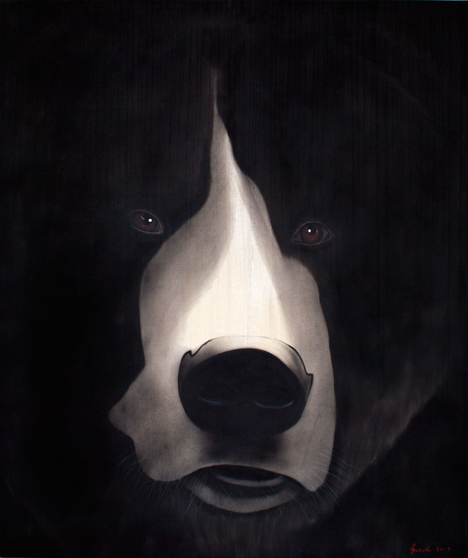 GRIZZLY CLOSE-UP grizly-bear- Thierry Bisch Contemporary painter animals painting art decoration nature biodiversity conservation