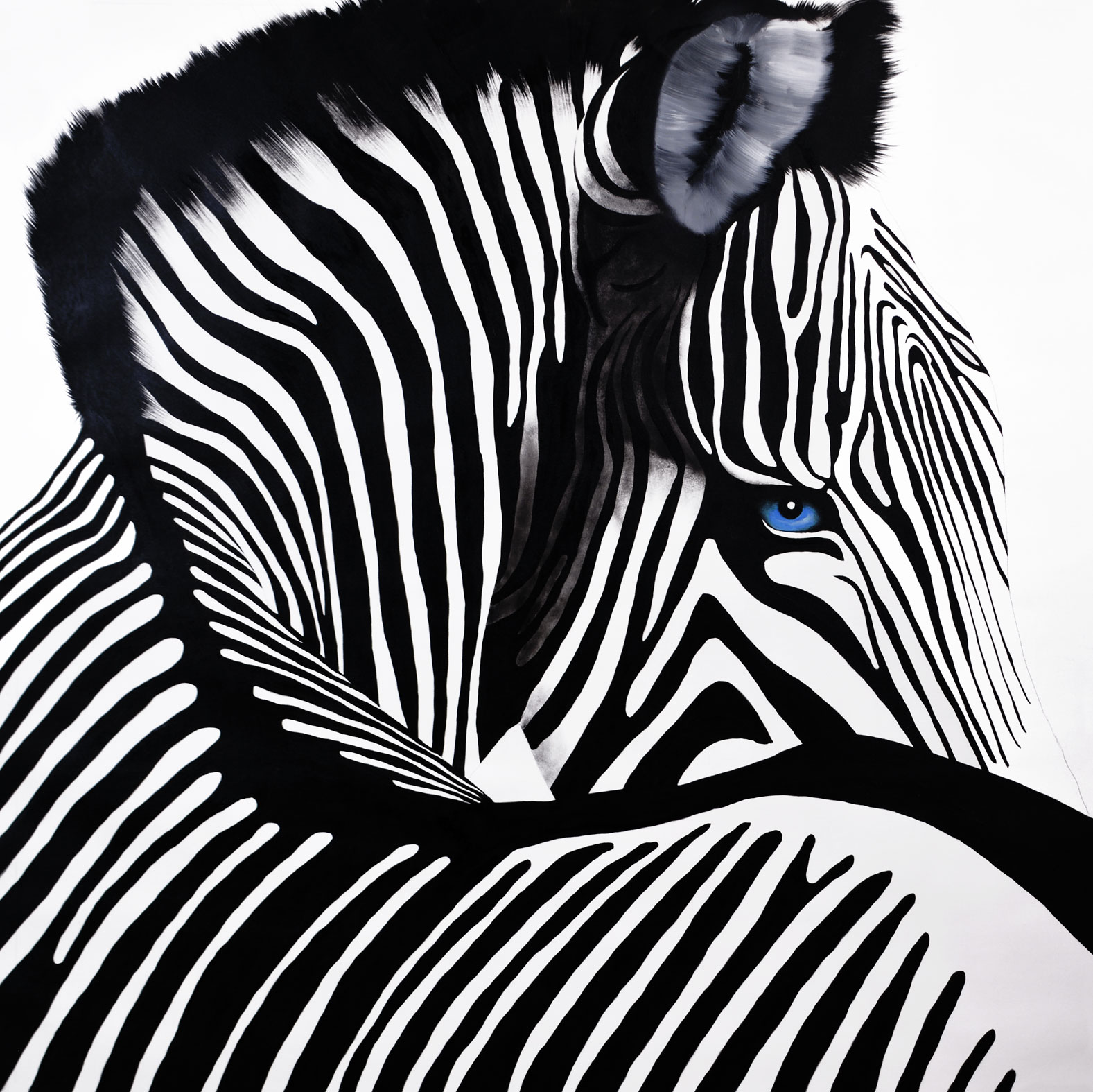 ZEBRA-2---2024 zebra Thierry Bisch Contemporary painter animals painting art  nature biodiversity conservation Monaco Prince-Albert Prince-Albert-of-Monaco 