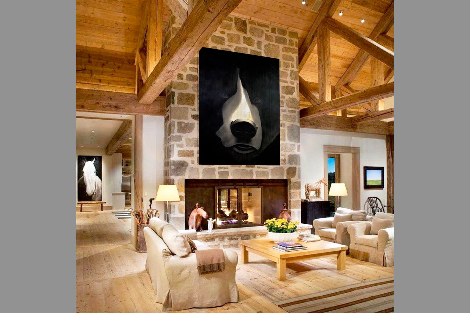 GRIZZLY-CLOSE-UP-2 grizly-bear- Thierry Bisch Contemporary painter animals painting art  nature biodiversity conservation Monaco Prince-Albert Prince-Albert-of-Monaco 