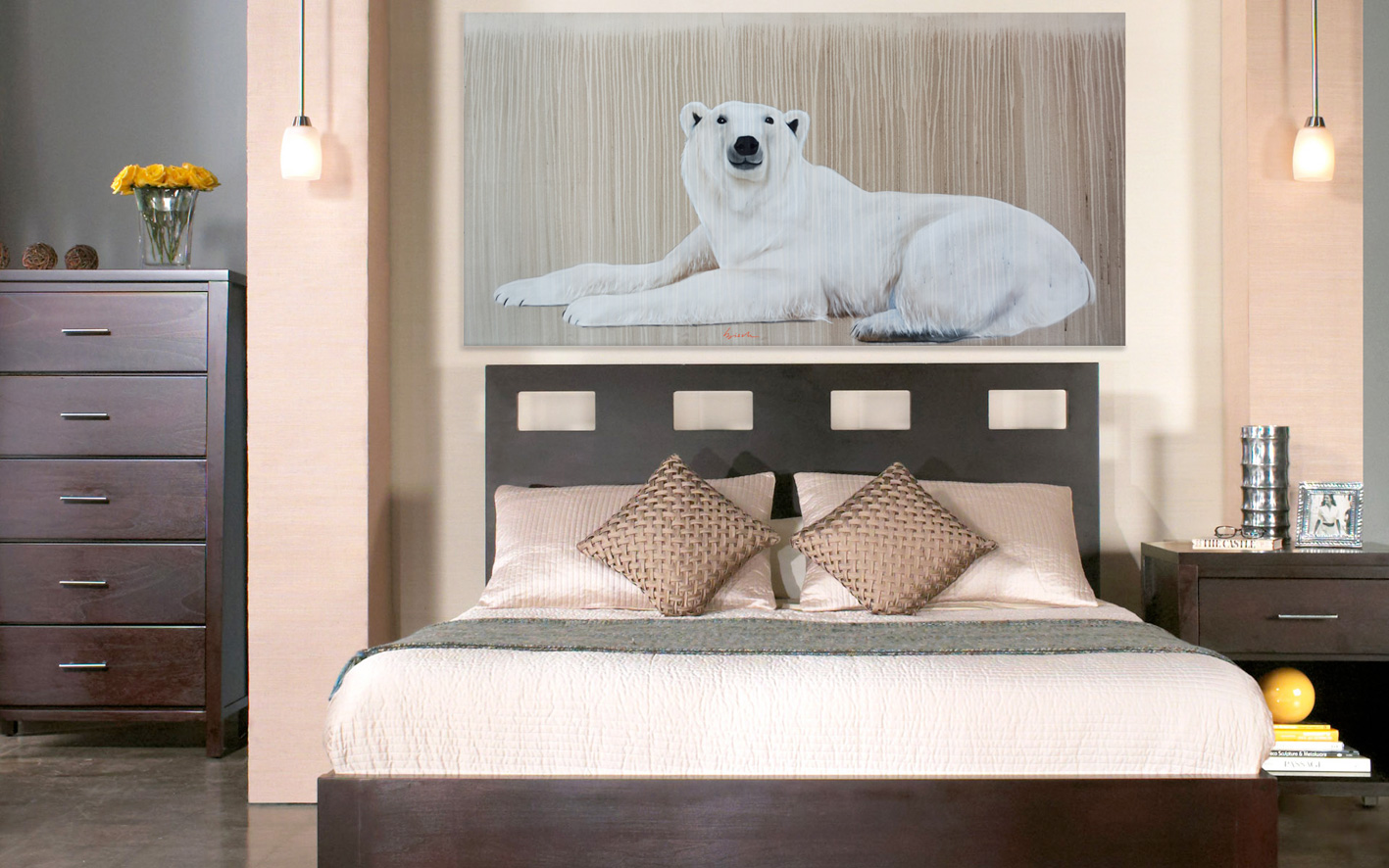 Madame-Ourse BEAR-POLAR-FEMALE Thierry Bisch Contemporary painter animals painting art  nature biodiversity conservation Monaco Prince-Albert Prince-Albert-of-Monaco 