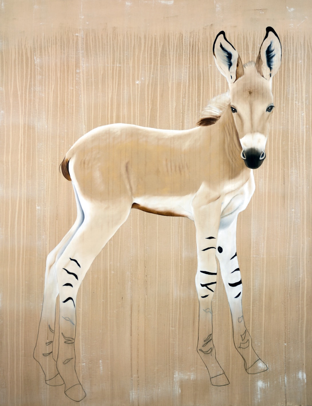EQUUS AFRICANUS african-wildass-wild-donkey-equus-asinus-africanus-threatened-endangered-thierry-bischextinction Thierry Bisch Contemporary painter animals painting art  nature biodiversity conservation Monaco Prince-Albert Prince-Albert-of-Monaco 