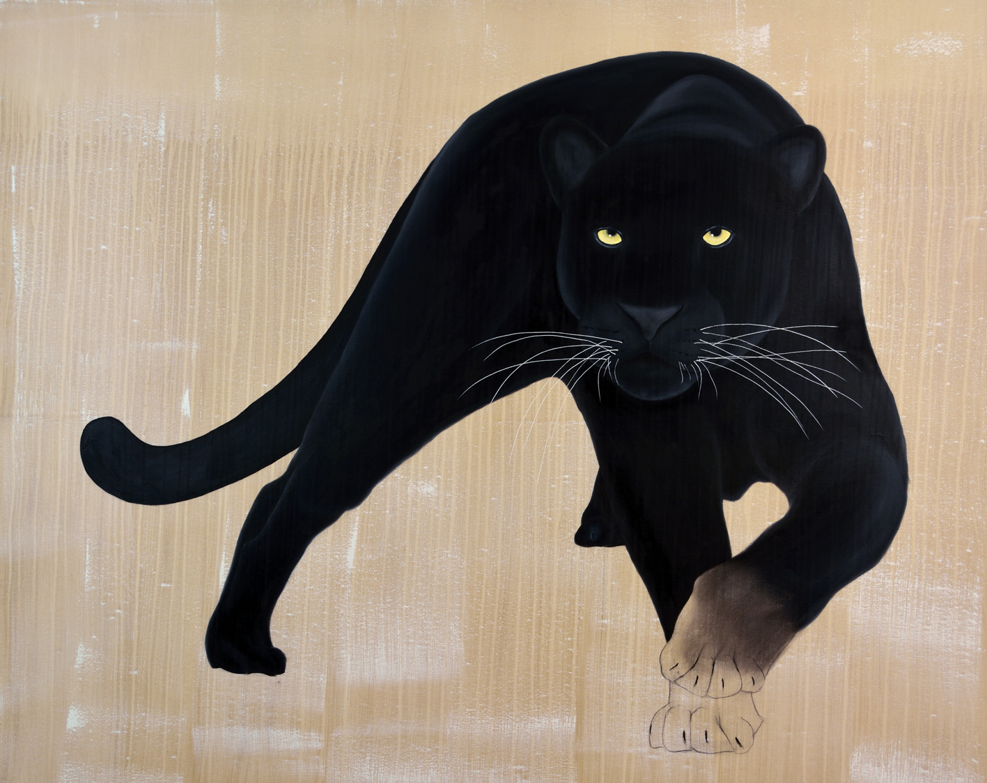 PANTHERA PARDUS MELAS black-panther-panthera-pardus-melas-delete-threatened-endangered-extinction Thierry Bisch Contemporary painter animals painting art  nature biodiversity conservation Monaco Prince-Albert Prince-Albert-of-Monaco 