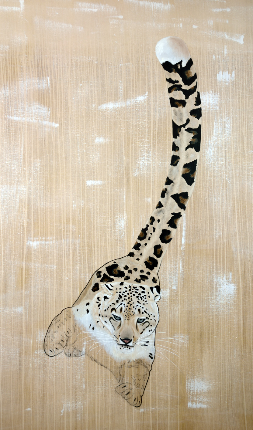 PANTHERA UNCIA snow-leopard-panthera-uncia-delete-threatened-endangered-extinction Thierry Bisch Contemporary painter animals painting art  nature biodiversity conservation Monaco Prince-Albert Prince-Albert-of-Monaco 