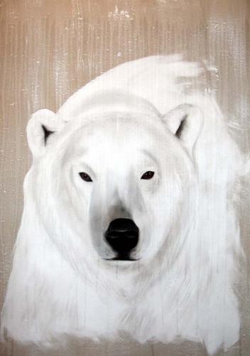  Ours blanc Thierry Bisch artiste peintre contemporain animaux tableau art décoration biodiversité conservation 