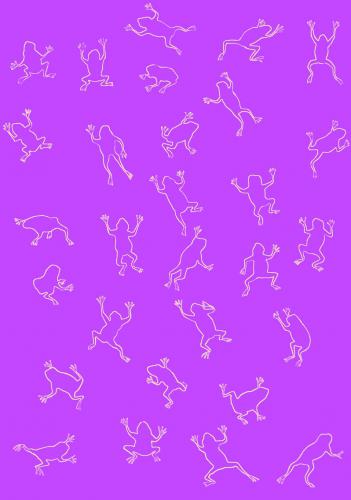 Yellow Frogs on Purple   Peinture animalière, art animalier, peintre tableau animal, cheval, ours, élephant, chien sur toile et décoration par Thierry Bisch 