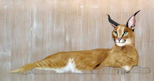  caracal lynx du désert de perse Thierry Bisch artiste peintre contemporain animaux tableau art décoration biodiversité conservation 