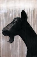 BLACK GOAT chèvre-du-poitou-noire-biquette Thierry Bisch artiste peintre contemporain animaux tableau art  nature biodiversité conservation 