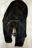 WALKING GRIZZLY ours-brun-grizzly Thierry Bisch artiste peintre animaux tableau art  nature biodiversité conservation 