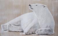 RELAXING POLAR BEAR 2 ours-polaire-blanc Thierry Bisch artiste peintre animaux tableau art  nature biodiversité conservation 