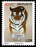 TIGER Timbre definitif tiger-Stamp- Thierry Bisch Contemporary painter animals painting art  nature biodiversity conservation