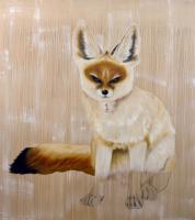VULPES-ZERDA fennec-fox-delete-threatened-endangered-extinction Thierry Bisch Contemporary painter animals painting art  nature biodiversity conservation