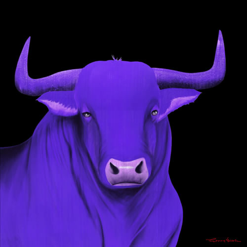 BULL 1 LAVANDE bull Showroom - Inkjet on plexi, limited editions, numbered and signed. Wildlife painting Art and decoration. Click to select an image, organise your own set, order from the painter on line