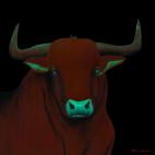 BULL-1-NUIT BULL 1 FRAMBOISE bull Showroom - Inkjet on plexi, limited editions, numbered and signed. Wildlife painting Art and decoration. Click to select an image, organise your own set, order from the painter on line