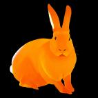 LAPIN-Orange- LAPIN Electric blue lapin Showroom - Inkjet sur plexi, éditions limitées, numérotées et signées .Peinture animalière Art et décoration.Images multiples, commandez au peintre Thierry Bisch online