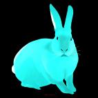 LAPIN-TURQUOISE LAPIN Layette rabbit Showroom - Inkjet on plexi, limited editions, numbered and signed. Wildlife painting Art and decoration. Click to select an image, organise your own set, order from the painter on line