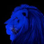 LION ELECTRIC BLUE FLAG rabbit flag Showroom - Inkjet on plexi, limited editions, numbered and signed. Wildlife painting Art and decoration. Click to select an image, organise your own set, order from the painter on line